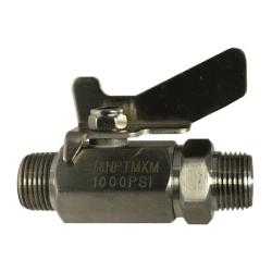 46913SS Miniature Ball Valve, 3/8 in Nominal, MIP x MIP, 1000 psi WOG Pressure
