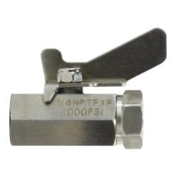 46924SS Miniature Ball Valve, 1/2-in Nominal, FIP x FIP, 1000 psi WOG Pressure