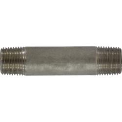 52060 Seamless Pipe Nipple, 1/2 in MPT x 1/2 in MPT, Close L, Stainless Steel, SCH 80 Schedule