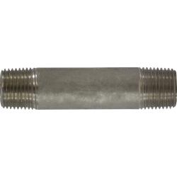 52062 Seamless Pipe Nipple, 1/2 in MPT x 1/2 in MPT, 2 in L, Stainless Steel, SCH 80 Schedule