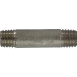 52064 Seamless Pipe Nipple, 1/2 in MPT x 1/2 in MPT, 3 in L, Stainless Steel, SCH 80 Schedule