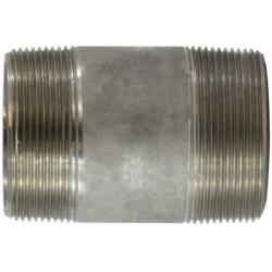 52168 Seamless Pipe Nipple, 2 in MPT x 2 in MPT, 6 in L, Stainless Steel, SCH 80 Schedule, 3000 lb