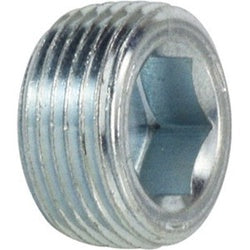 5406FLP1 Flush Hollow Hex Plug with 7/8 Taper, 1/16 in Male Pipe, Steel