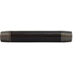 59040SMLS Seamless Pipe Nipple, 3/8 in MPT x 3/8 in MPT, 3/8 in L, Steel, Black, SCH 80 Schedule