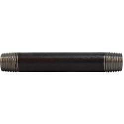 59053SMLS Seamless Pipe Nipple, 3/8 in MPT x 3/8 in MPT, 9 in L, Steel, Black, SCH 80/XH Schedule
