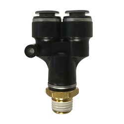 880402C D.O.T. Male Branch Wye, 1/4-in Push-to-Connect x 1/4-in Push-to-Connect x 1/8-in Male NPT, Composite