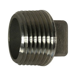 62661 Cored Square Head Plug, 4-in Male NPT, Stainless Steel, 150 lb