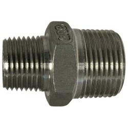 62745 Reducing Hex Nipple, 1/2 in MPT x 3/8 in MPT, Stainless Steel