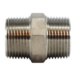 63721 Hex Nipple, 1/4-in MPT x 1/4-in MPT, Stainless Steel