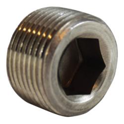 63761 Barstock Hex Socket Countersunk Plug, 1/4 in MPT, Stainless Steel, 150 lb