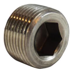 63762 Barstock Hex Socket Countersunk Plug, 3/8 in MPT, Stainless Steel, 150 lb