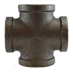65390 Cross, 1/8 in FPT x 1/8 in FPT x 1/8 in FPT x 1/8 in FPT, Iron, Black