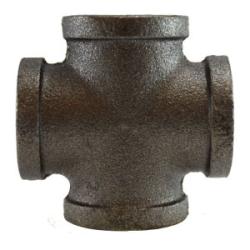 65391 Cross, 1/4 in FPT x 1/4 in FPT x 1/4 in FPT x 1/4 in FPT, Iron, Black