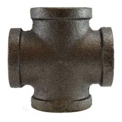 65396 Cross, 1-1/4 in FPT x 1-1/4 in FPT x 1-1/4 in FPT x 1-1/4 in FPT, Iron, Black