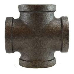 65397 Cross, 1-1/2 in FPT x 1-1/2 in FPT x 1-1/2 in FPT x 1-1/2 in FPT, Iron, Black