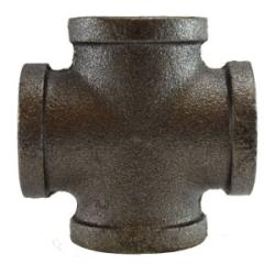 65398 Cross, 2 in FPT x 2 in FPT x 2 in FPT x 2 in FPT, Iron, Black