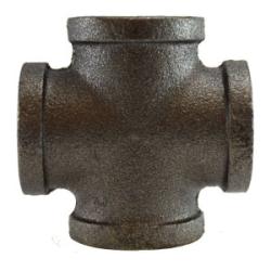 65399 Cross, 2-1/2 in FPT x 2-1/2 in FPT x 2-1/2 in FPT x 2-1/2 in FPT, Iron, Black