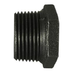 65500 Reducer Hex Bushing, 1/4 in MPT x 1/8 in FPT, Iron, Black