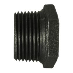 65513 Reducer Hex Bushing, 1 in MPT x 3/4 in FPT, Iron, Black