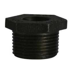 65553DT Double Tapped Bushing, 4 in MPT x 1 in FPT, Iron, Black