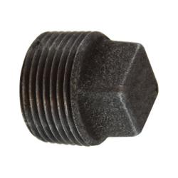 65654 Cored Square Head Plug, 3/4 in MPT, Iron, Black
