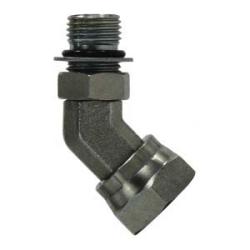 6902NWO1212 45 deg Swivel Adapter Elbow, 3/4 in Male ORB x 3/4 in FNPSM, Steel
