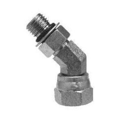 6902NWO68 45 deg Swivel Adapter Elbow, 3/8 in Male ORB x 1/2 in FNPSM, Steel