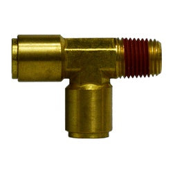 710604A D.O.T. Male Run Tee, 3/8-in Push-to-Connect x 1/4-in Male NPTF x 3/8-in Push-to-Connect, Brass