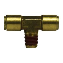 72060404 Branch Tee, 3/8-in Push-to-Connect x 1/4-in Push-to-Connect x 1/4-in Male NPTF, Brass
