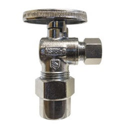 746467 90-deg Angle Supply Stop, 1/2-in CPVC x 3/8-in Compression, Brass Body, Chrome-Plated