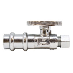 746570 Press Fit Straight Supply Stop, 1/2-in Press x 3/8-in Compression, Brass Body, Chrome-Plated