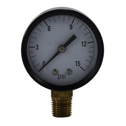 80001 Pneumatic Pressure Gauge, 2-in Dial, 0 to 15 psi Measuring Range, 1/4-in Connection
