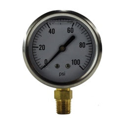 80101 Pneumatic Pressure Gauge, 2-1/2-in Dial, 0 to 1500 psi Measuring Range, +/-1.5 % Accuracy
