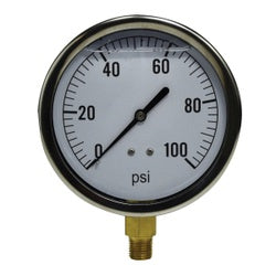 80463 Pneumatic Pressure Gauge, 4-in Dial, 0 to 100 psi Measuring Range, +/-1.5 % Accuracy