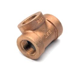 82106-121208 Pipe Tee, 3/4 in FPT x 3/4 in FPT x 1/2 in FPT, Bronze