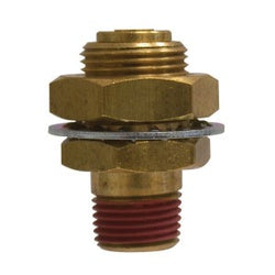 830808 Gladhand Bulkhead Connector, 1/2 in Push-In x 1/2 in MIP, Brass