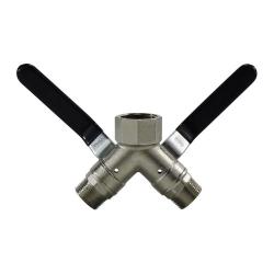 947126 Wye Vented Ball Valve, 1 x 3/4 in Nominal, FIP x MIP, 3-Way -Port/Way, Brass Body