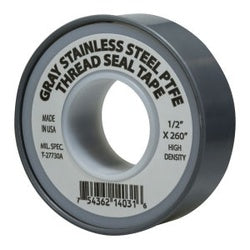 982137 Stainless Steel Thread Seal Tape, 4 mil Thick, 3/4 in W, 260 in L, Gray, PTFE