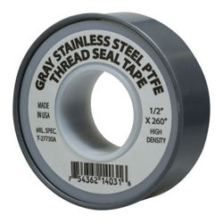 982138 Stainless Steel Thread Seal Tape, 4 mil Thick, 3/4 in W, 520 in L, Gray, PTFE