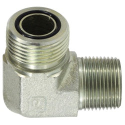 FS250166 90 deg Elbow, 3/8 in Male Face Seal x 3/8 in MIP, Steel