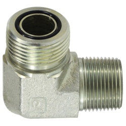 FS250188 90 deg Elbow, 1/2 in Male ORFS x 1/2 in MNPT, Steel