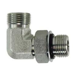 FS68011010 90 deg Elbow, 1 in Male ORFS x 7/8 in Male ORB, Steel