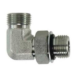 FS680144 90 deg Elbow, 9/16 in Male ORFS x 7/16 in Male ORB, Steel