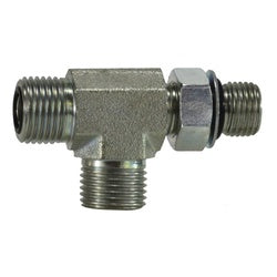 FS68042020 Run Tee, 1-1/4-in Male O-Ring Face Seal x 1-1/4-in Male Adjustable O-Ring Boss, Steel