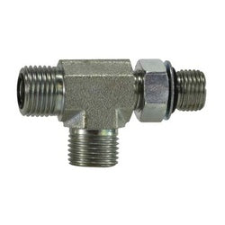 FS680444 Run Tee, 1/4-in Male O-Ring Face Seal x 1/4-in Male Adjustable O-Ring Boss x 1/4-in