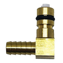 P-1521-000-EL 90 deg Flojet Elbow with Shut-Off, 1/4 in Hose Barbed x 1/4 in, Brass