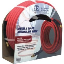 RAIR-038-300BM45 Air Hose, 3/8 x 1/4 in Nominal, 50 ft L, 300 psi, Rubber Tube, Red