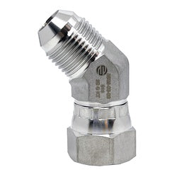 SS6502-04-04 45-deg Elbow, 1/4-in Male JIC x 1/4-in Female JIC Swivel, Stainless Steel