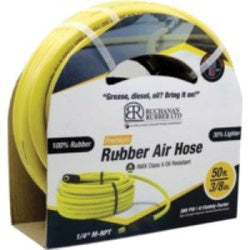YAIROR-050-300BM65-25 Air Hose, 1/2 x 3/8 in Nominal, 25 ft L, Rubber Tube, Yellow