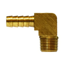 32046B Barstock 90-deg Male Elbow, 3/8-in Hose Barb x 1/8-in Male NPTF, Brass